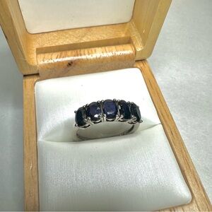 Sterling Silver Ring with Rich Blue Accents